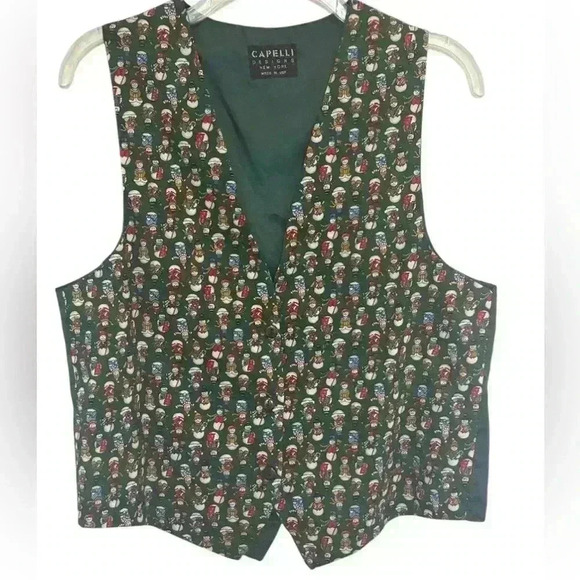 Capelli Designs NY Christmas Vest Snowman Green OSFA Made in USA - Picture 1 of 6